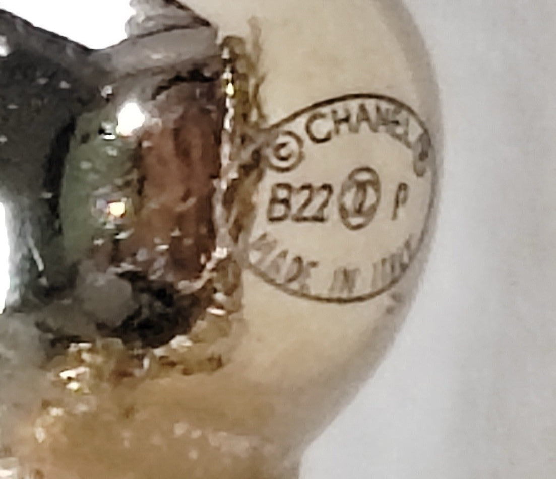 Chanel - Other - Gold-tone metal with pearl-like beads and black faceted stones; exact bead and stone composition is unknown. - Gold