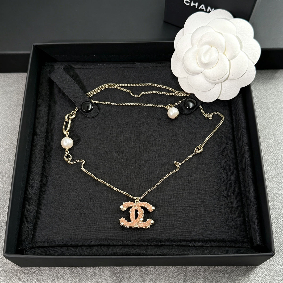 Chanel - Other - Gold-tone metal with pearl-like beads and crystal embellishments. - Gold