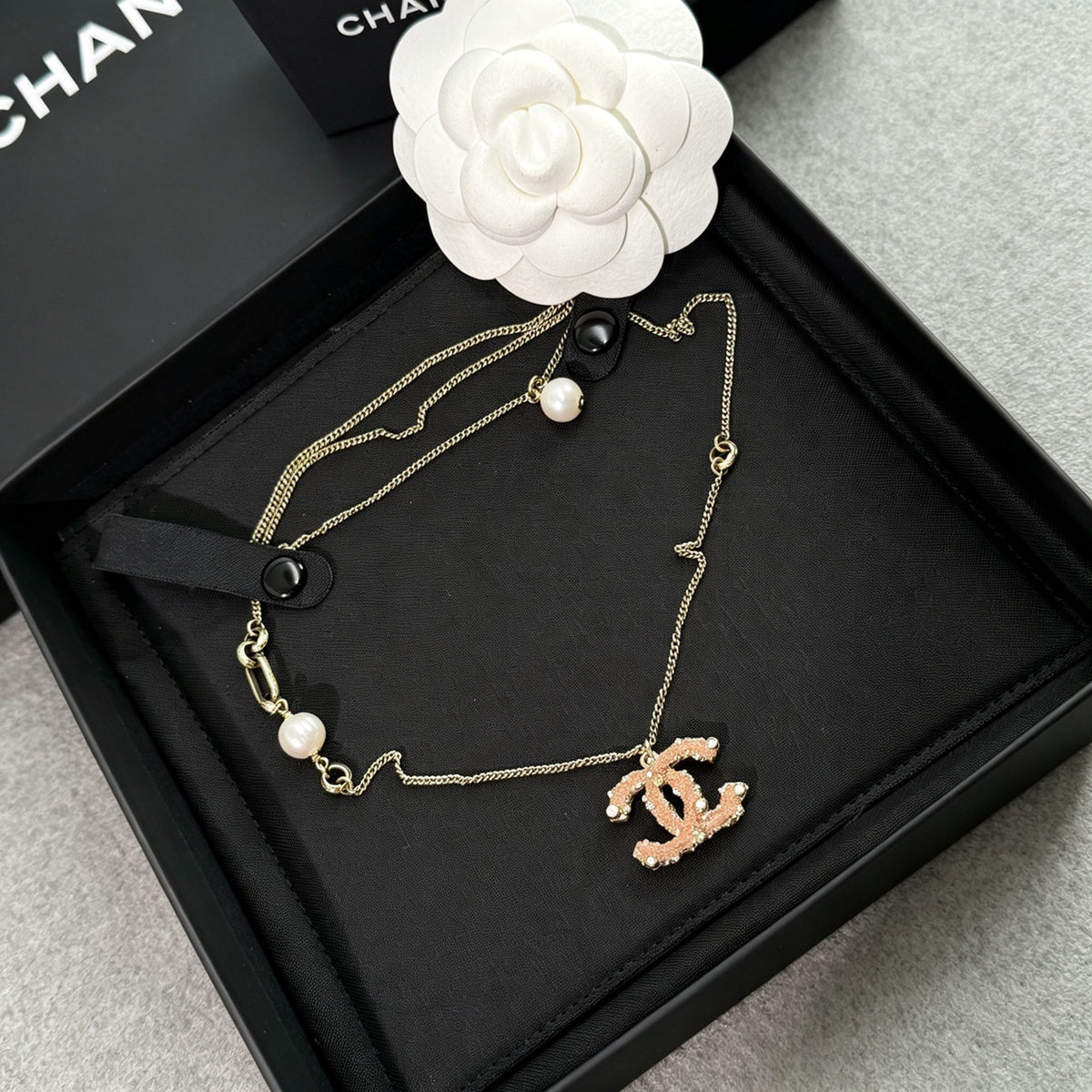 Chanel - Other - Gold-tone metal with pearl-like beads and crystal embellishments. - Gold