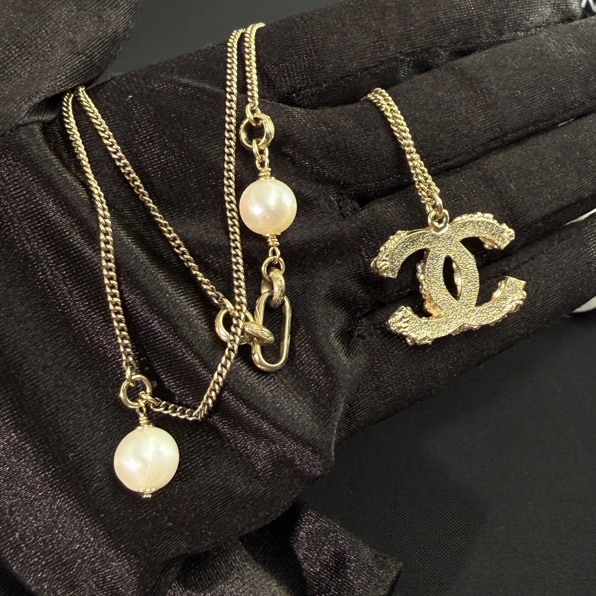 Chanel - Other - Gold-tone metal with pearl-like beads and crystal embellishments. - Gold