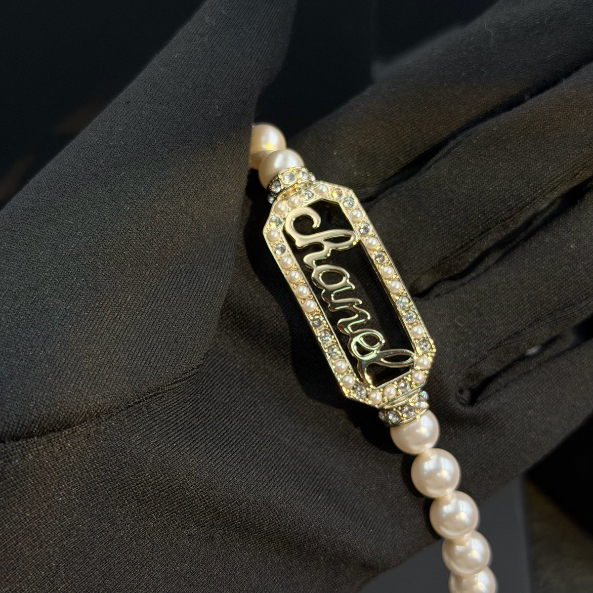 Chanel - Other - Gold-tone metal with pearl-like beads and crystal embellishments. - White