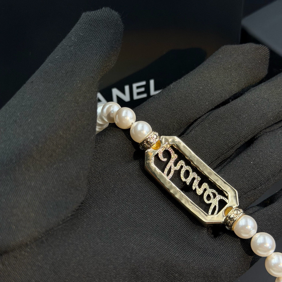 Chanel - Other - Gold-tone metal with pearl-like beads and crystal embellishments. - White