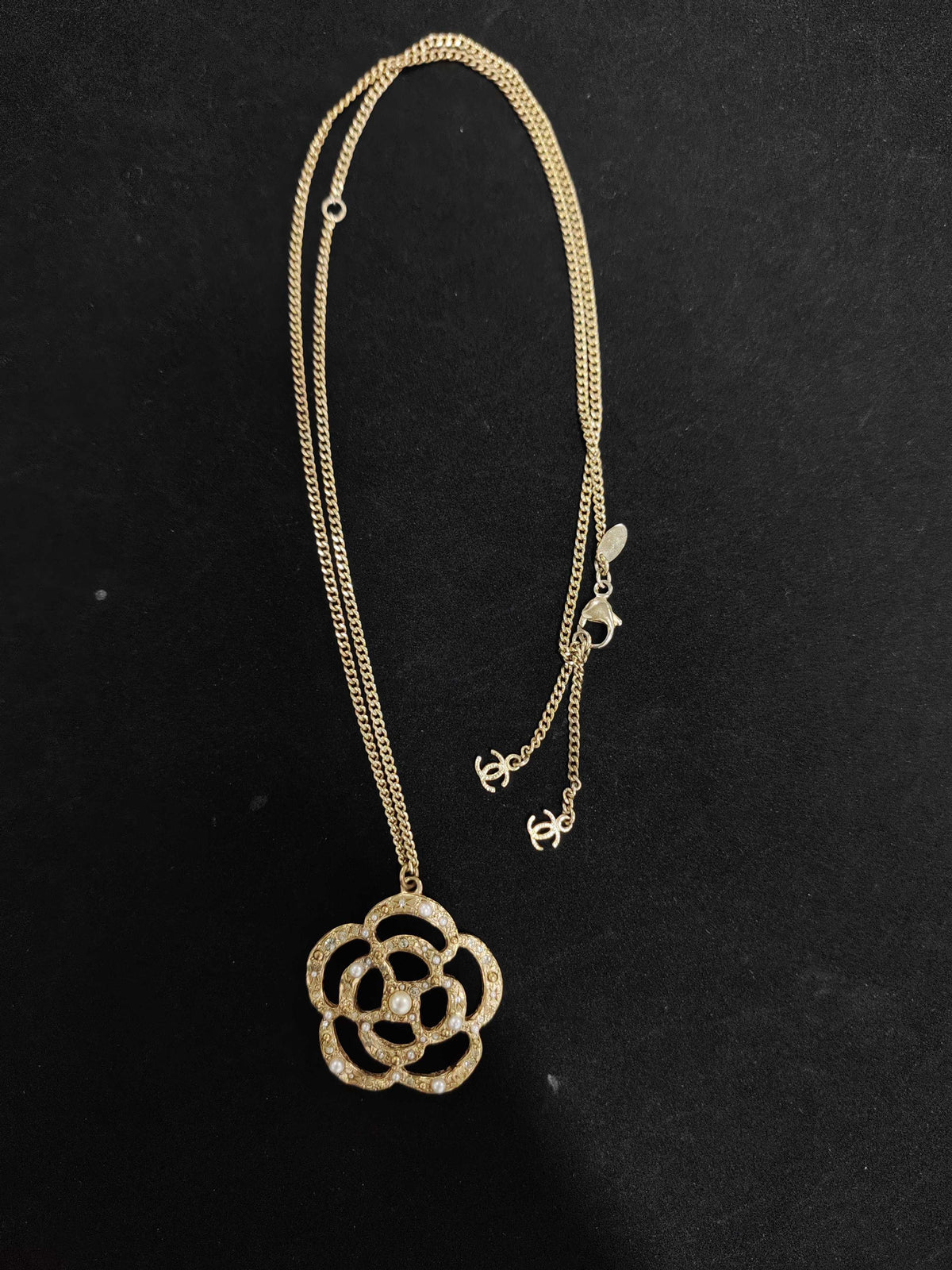 Chanel - Other - Gold-tone metal with rhinestone and imitation pearl embellishments - Gold