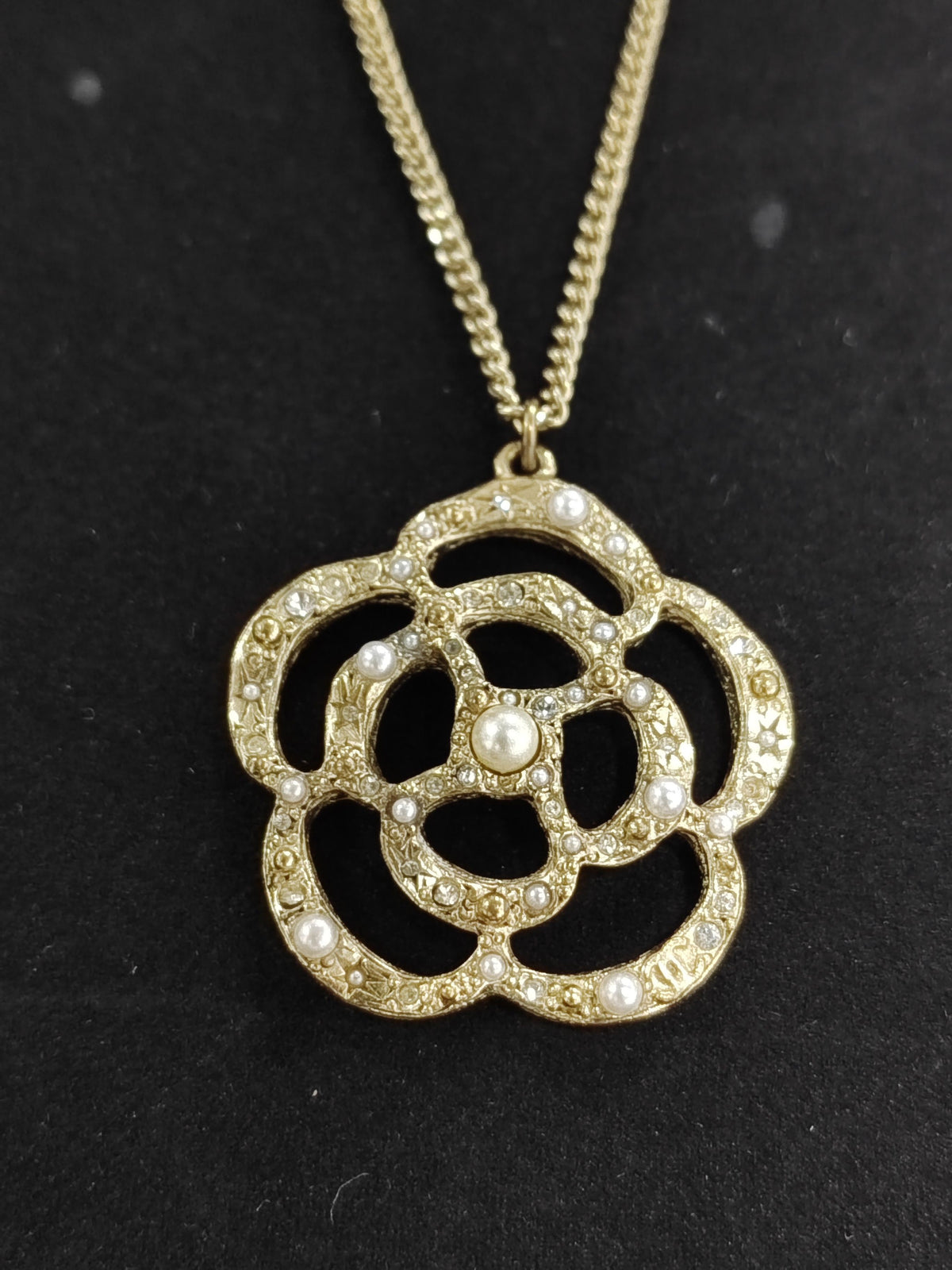 Chanel - Other - Gold-tone metal with rhinestone and imitation pearl embellishments - Gold