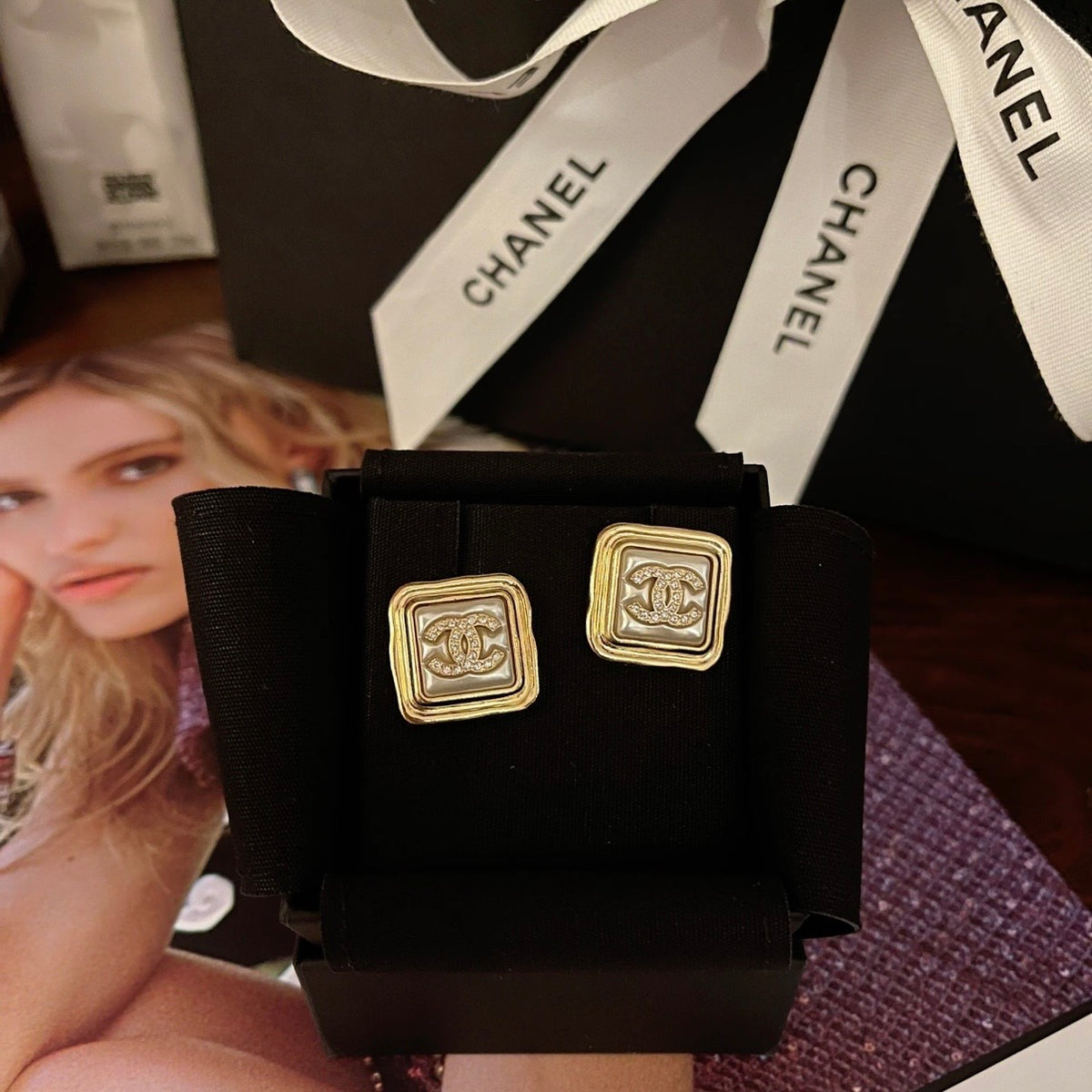 Chanel - Other - Gold-tone metal with rhinestone embellishments; the white inset material is unconfirmed. - Gold
