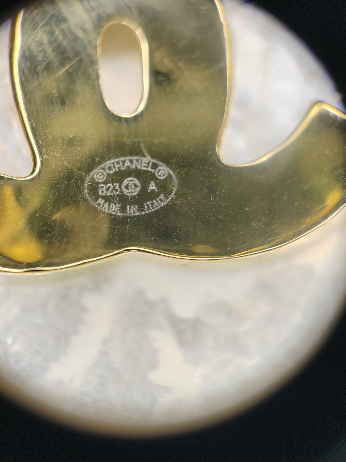 Chanel - Other - Gold-tone metal with white and blue marbled decorative detailing; exact composition unspecified. - Multicolour