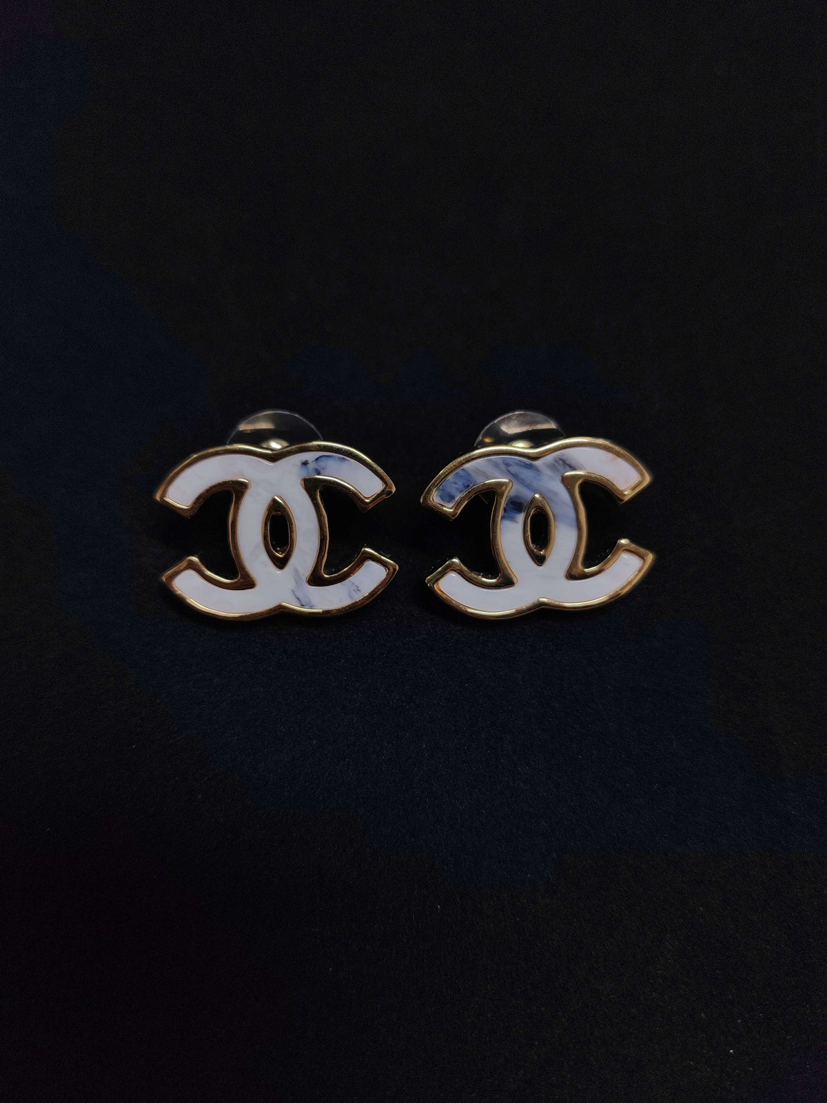 Chanel - Other - Gold-tone metal with white and blue marbled decorative detailing; exact composition unspecified. - Multicolour