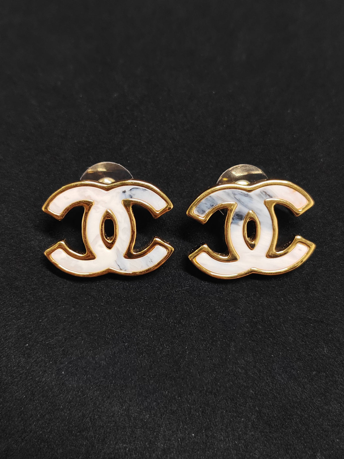 Chanel - Other - Gold-tone metal with white and blue marbled decorative detailing; exact composition unspecified. - Multicolour