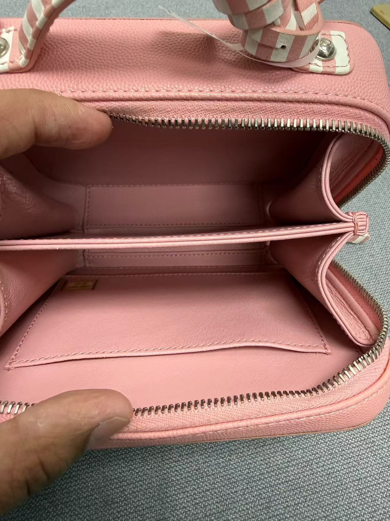 Chanel - Other - Grained leather - Pink with White Stripes - (mini)