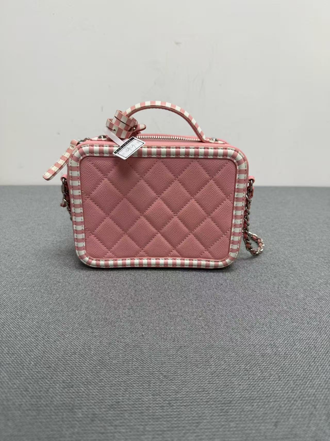 Chanel - Other - Grained leather - Pink with White Stripes - (mini)