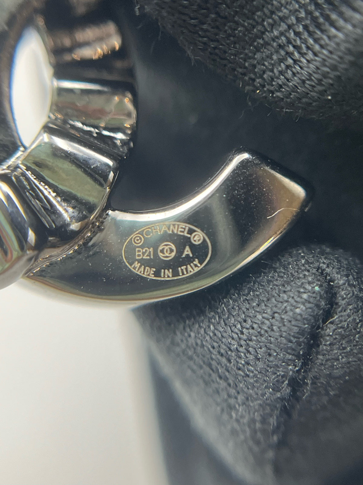 Chanel - Other - Gunmetal-tone metal with clear glass crystals. - Grey