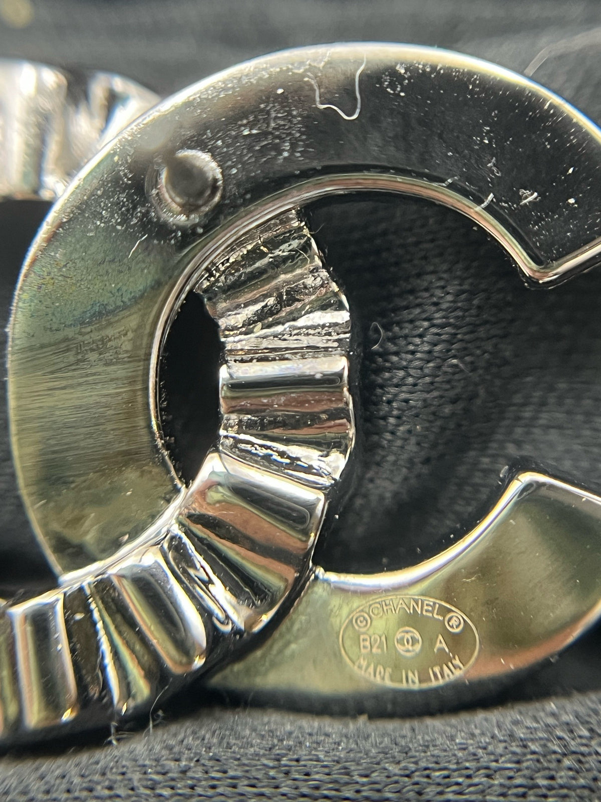 Chanel - Other - Gunmetal-tone metal with clear glass crystals. - Grey