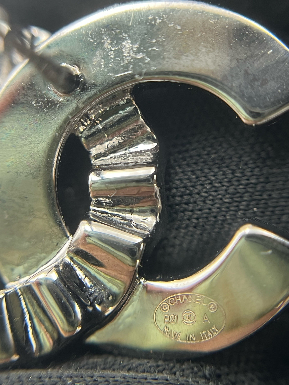 Chanel - Other - Gunmetal-tone metal with clear glass crystals. - Grey