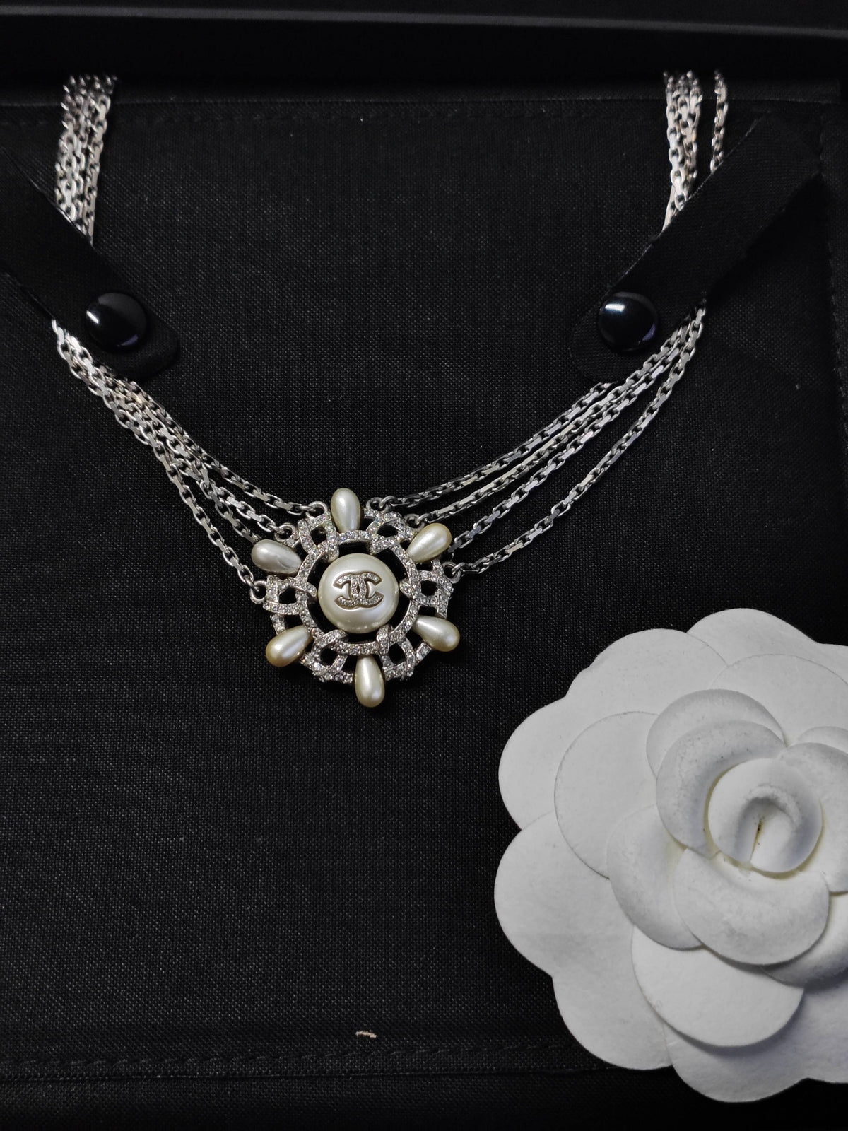 Chanel - Other - Silver-tone base metal with faux pearls and rhinestone crystals - Silver