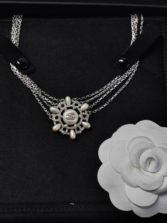 Chanel - Other - Silver-tone base metal with faux pearls and rhinestone crystals - Silver