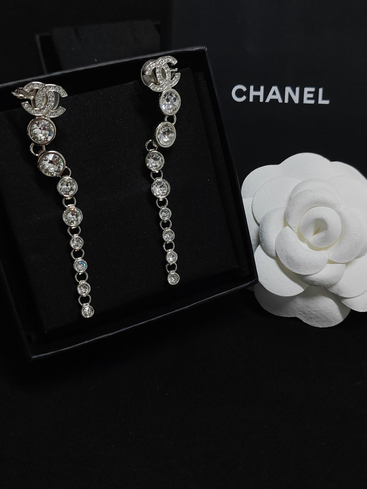 Chanel - Other - Silver-tone base metal with glass rhinestone embellishments - Silver