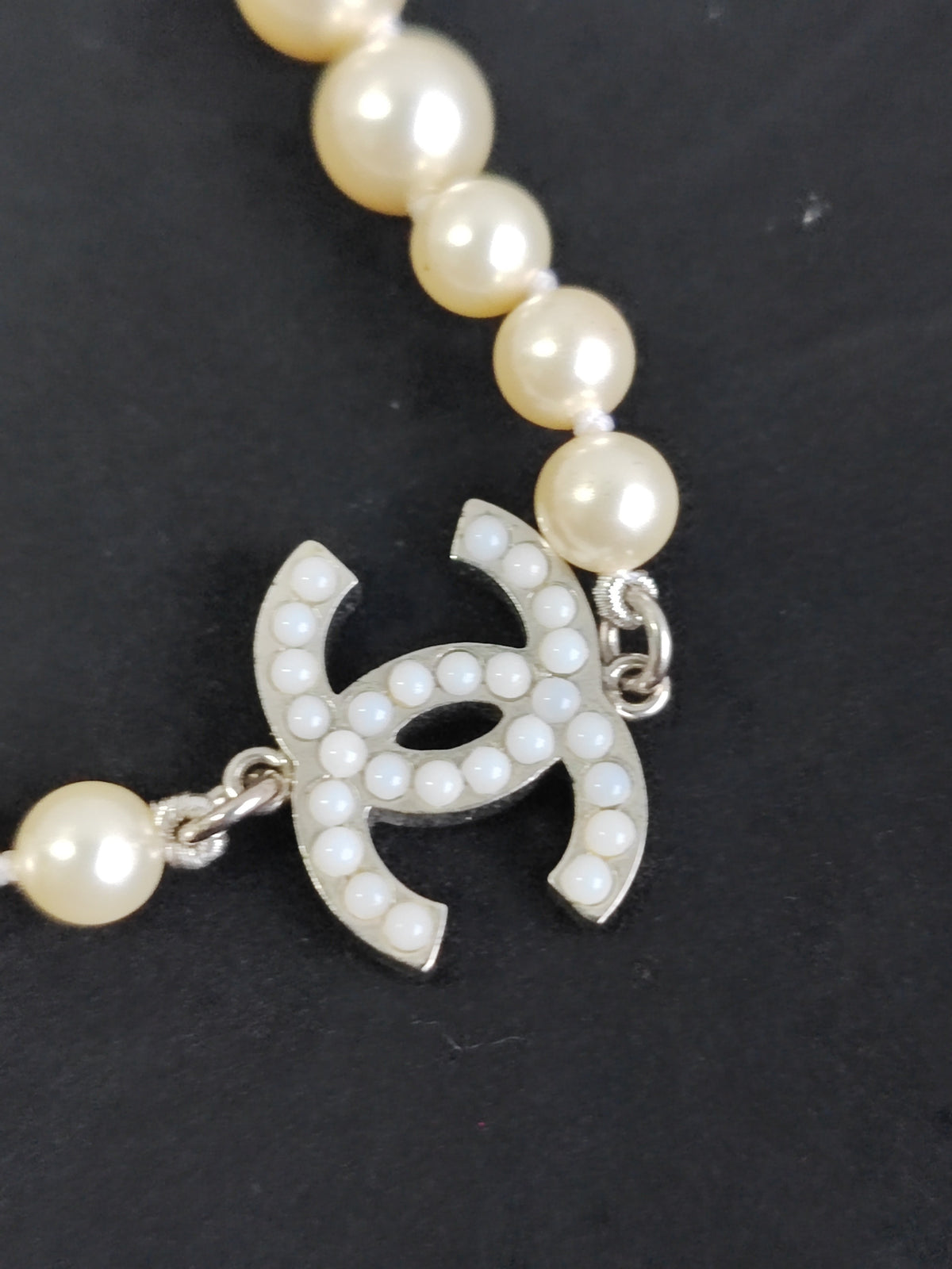 Chanel - Other - Silver-tone metal alloy with glass or resin faux pearls. - White