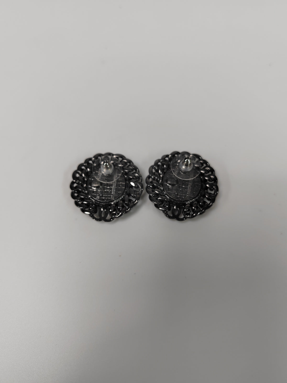 Chanel - Other - Silver-tone metal with black faceted decorative inserts; exact insert composition is unknown. - Black