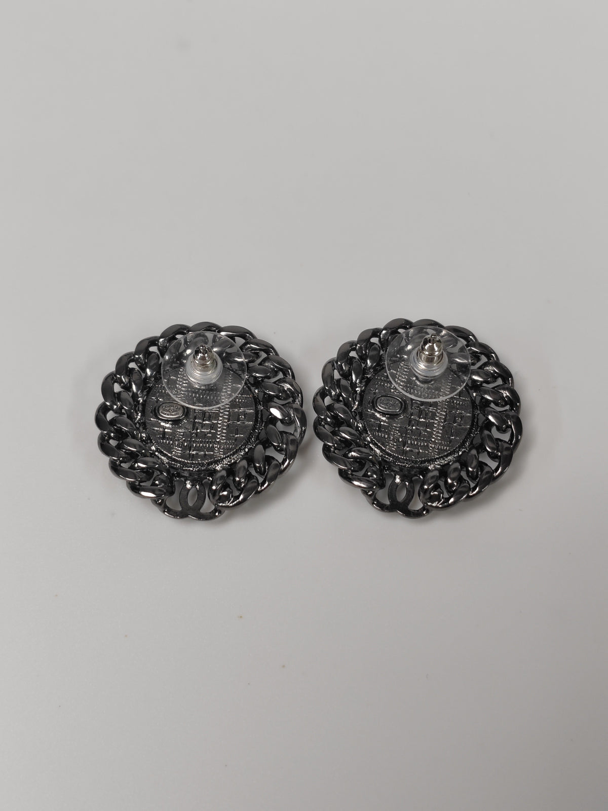 Chanel - Other - Silver-tone metal with black faceted decorative inserts; exact insert composition is unknown. - Black