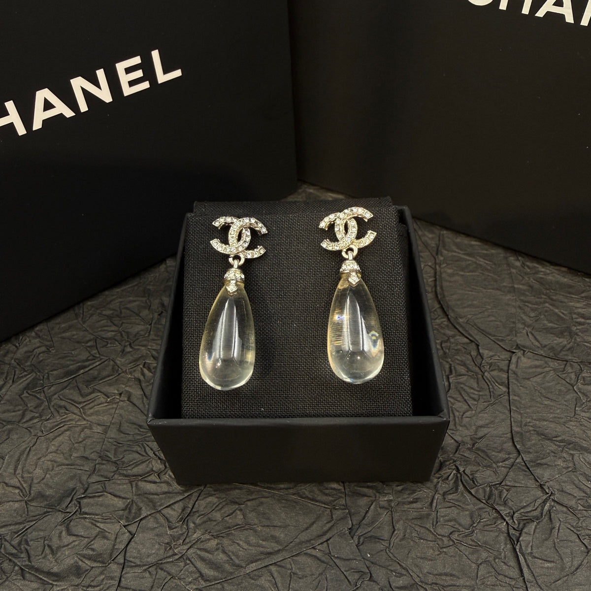 Chanel - Other - Silver-tone metal with clear crystal embellishments. - Silver