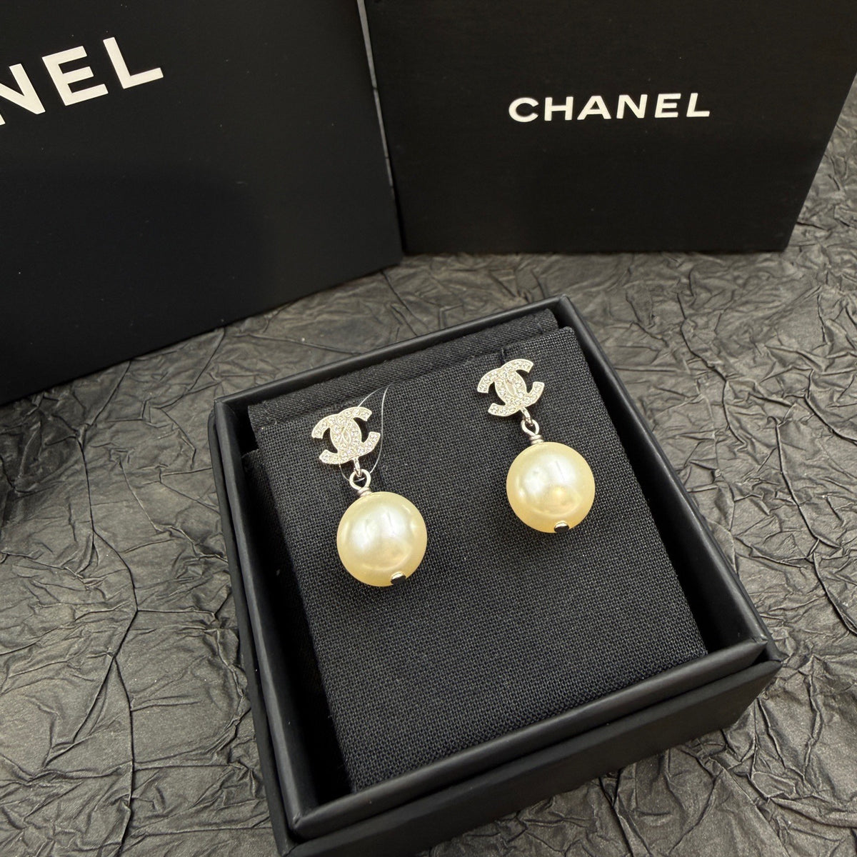 Chanel - Other - Silver-tone metal with crystal embellishments and faux pearl drops - Silver