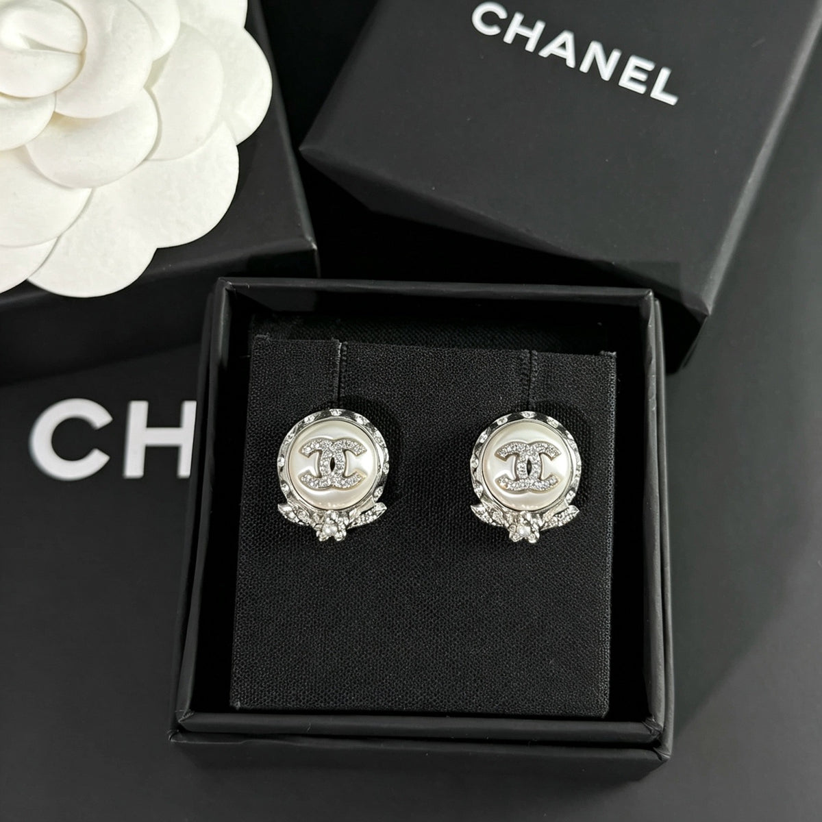Chanel - Other - Silver-tone metal with faux pearl and crystal embellishments - Silver