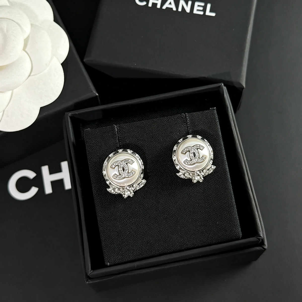Chanel - Other - Silver-tone metal with faux pearl and crystal embellishments - Silver