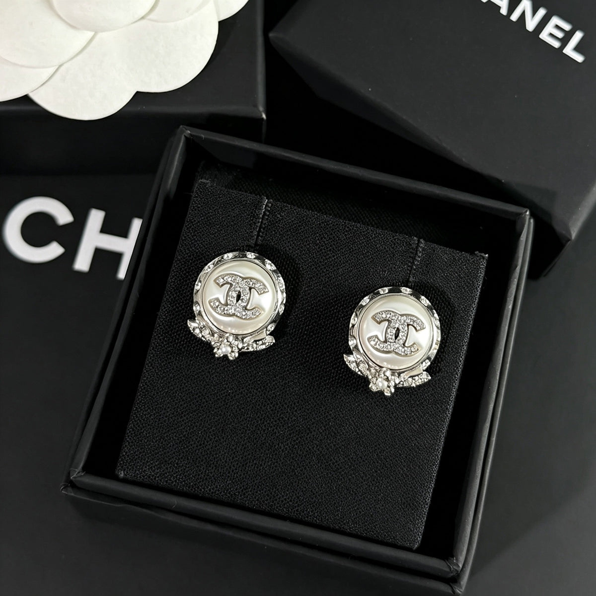 Chanel - Other - Silver-tone metal with faux pearl and crystal embellishments - Silver