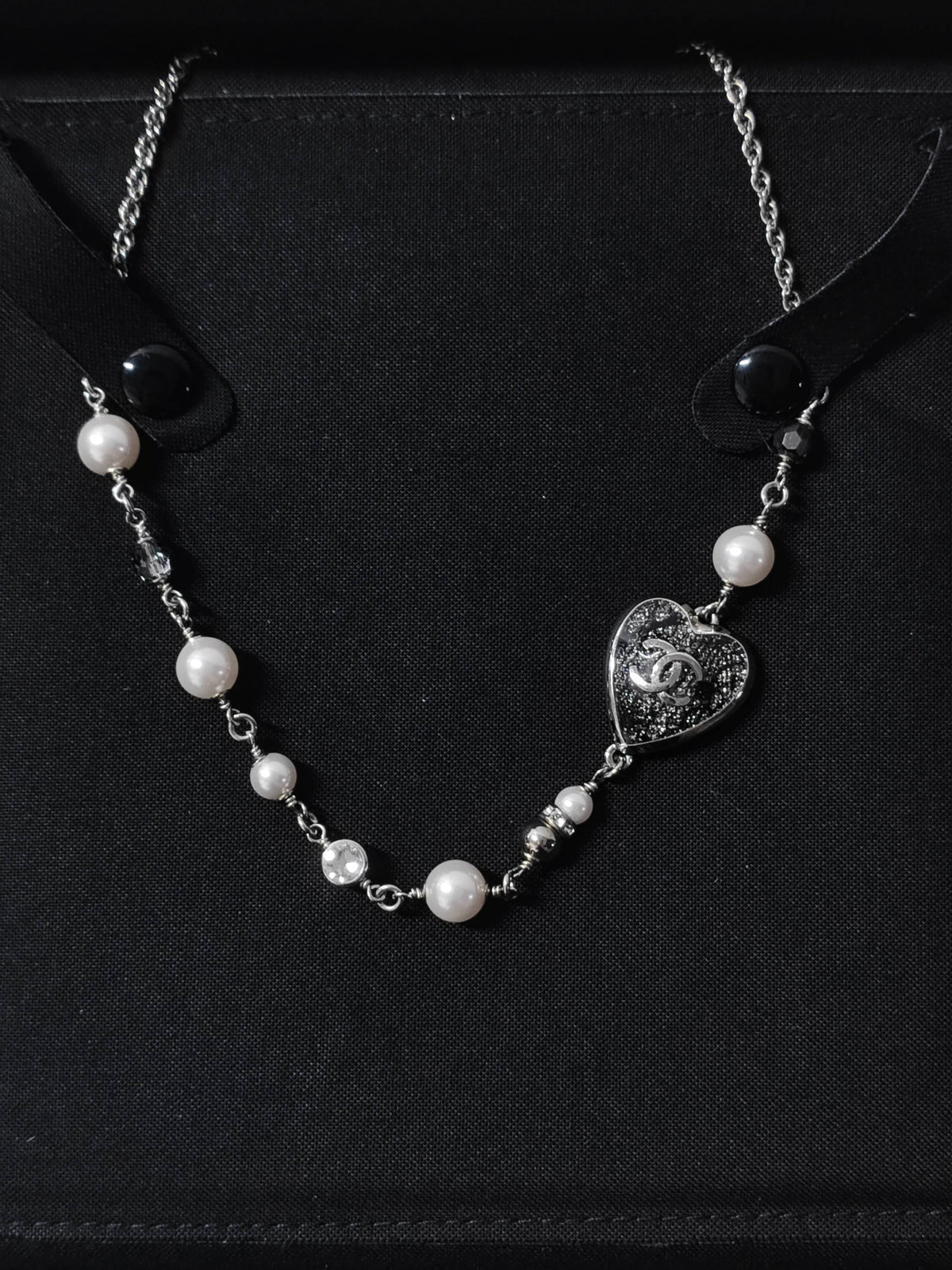 Chanel - Other - Silver-tone metal with faux pearl beads and crystal-like embellishments. - Multicolour
