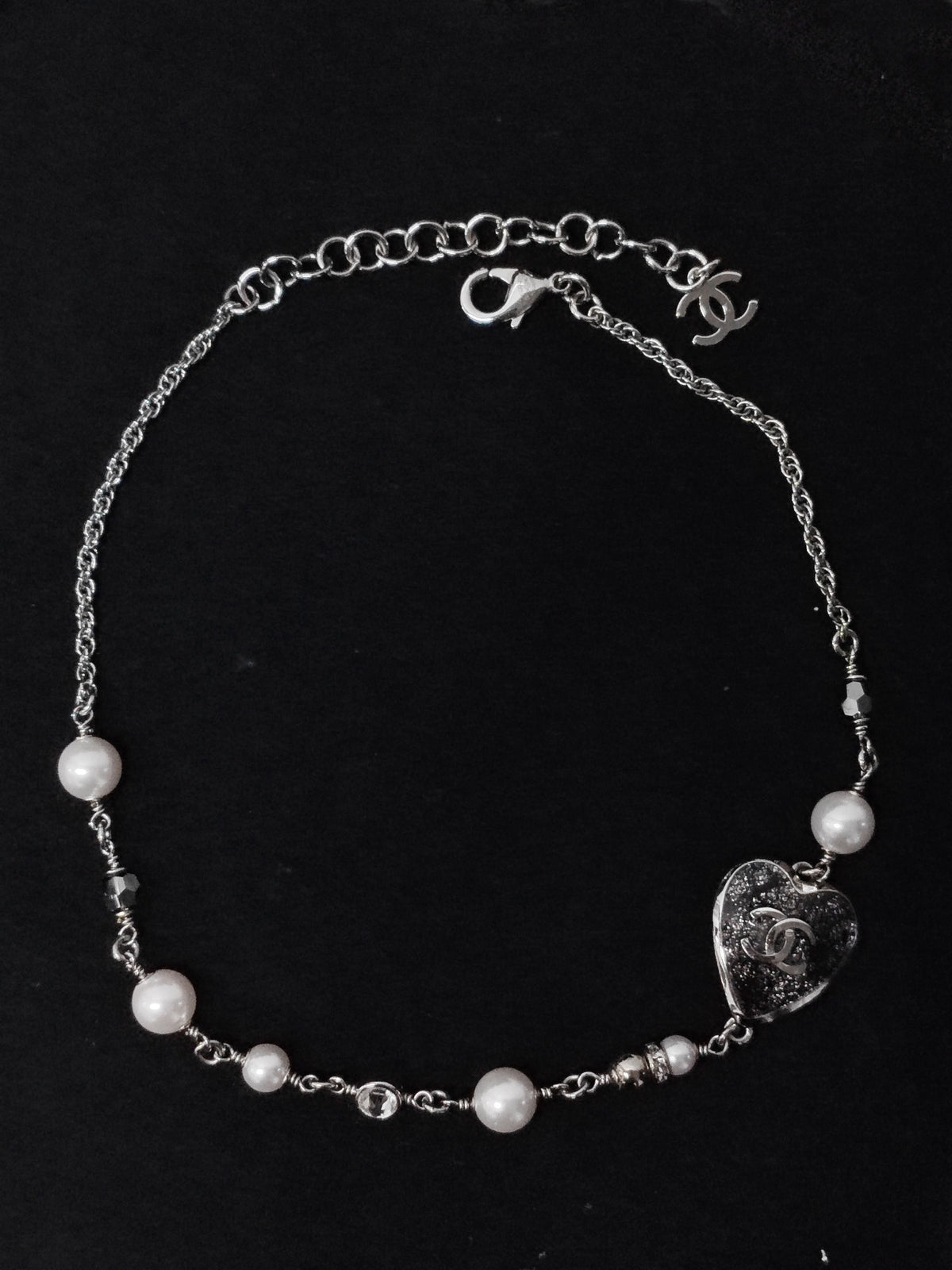 Chanel - Other - Silver-tone metal with faux pearl beads and crystal-like embellishments. - Multicolour