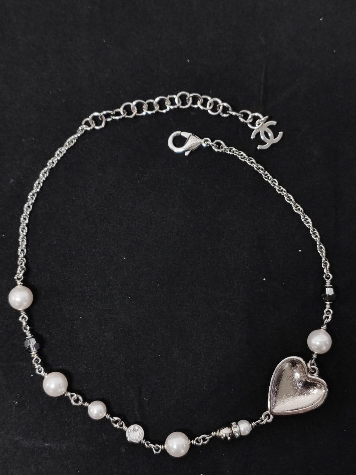 Chanel - Other - Silver-tone metal with faux pearl beads and crystal-like embellishments. - Multicolour