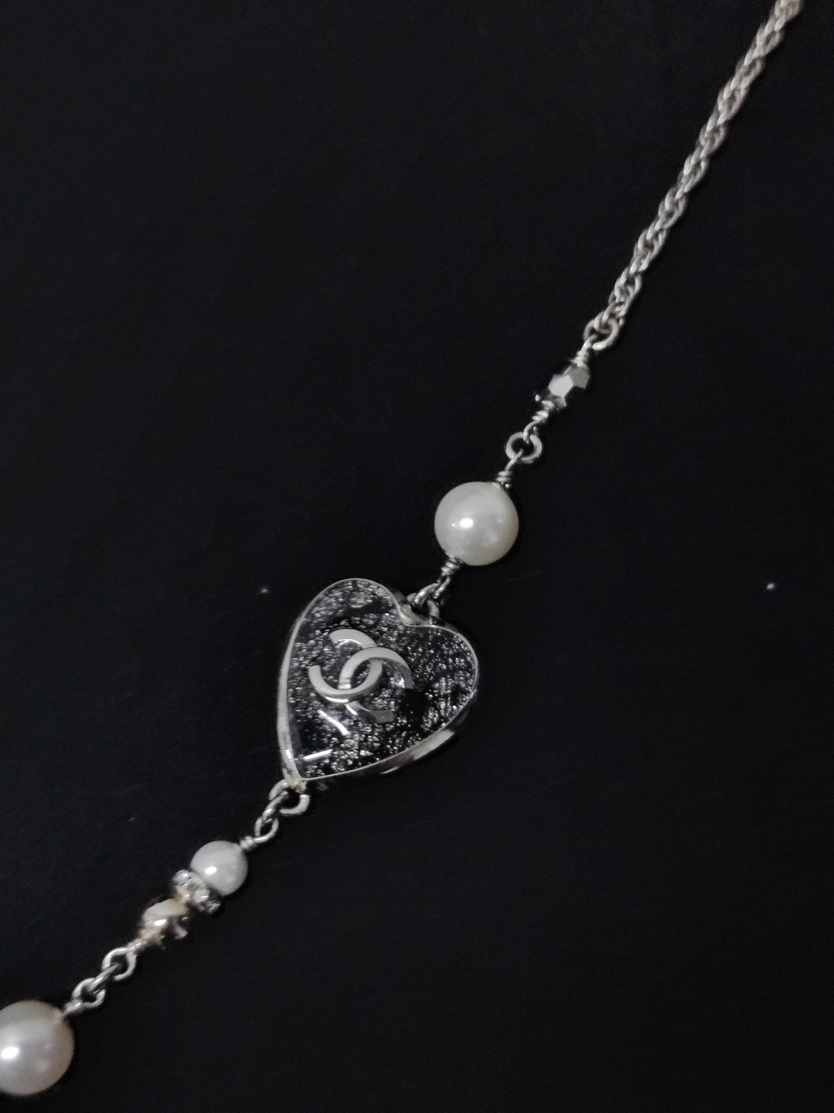 Chanel - Other - Silver-tone metal with faux pearl beads and crystal-like embellishments. - Multicolour