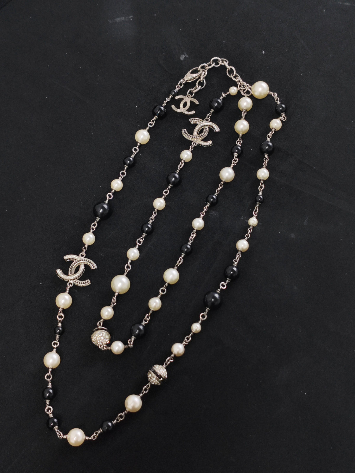 Chanel - Other - Silver-tone metal with faux pearl beads and rhinestone embellishments. - Multicolour