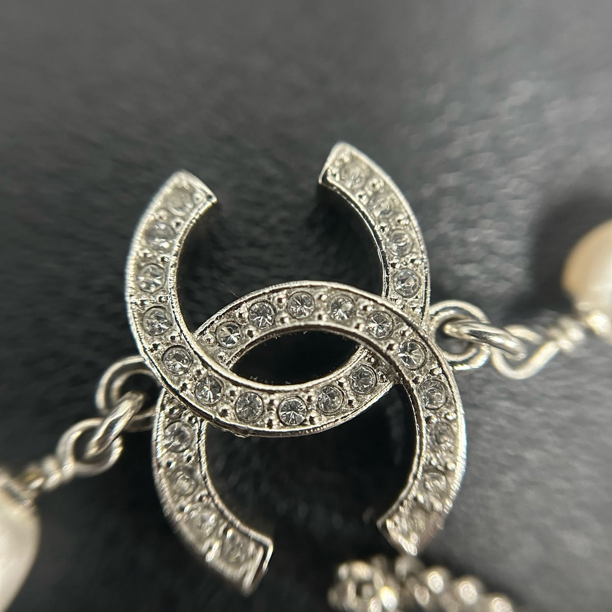 Chanel - Other - Silver-tone metal with faux pearls and crystal accents. - Silver
