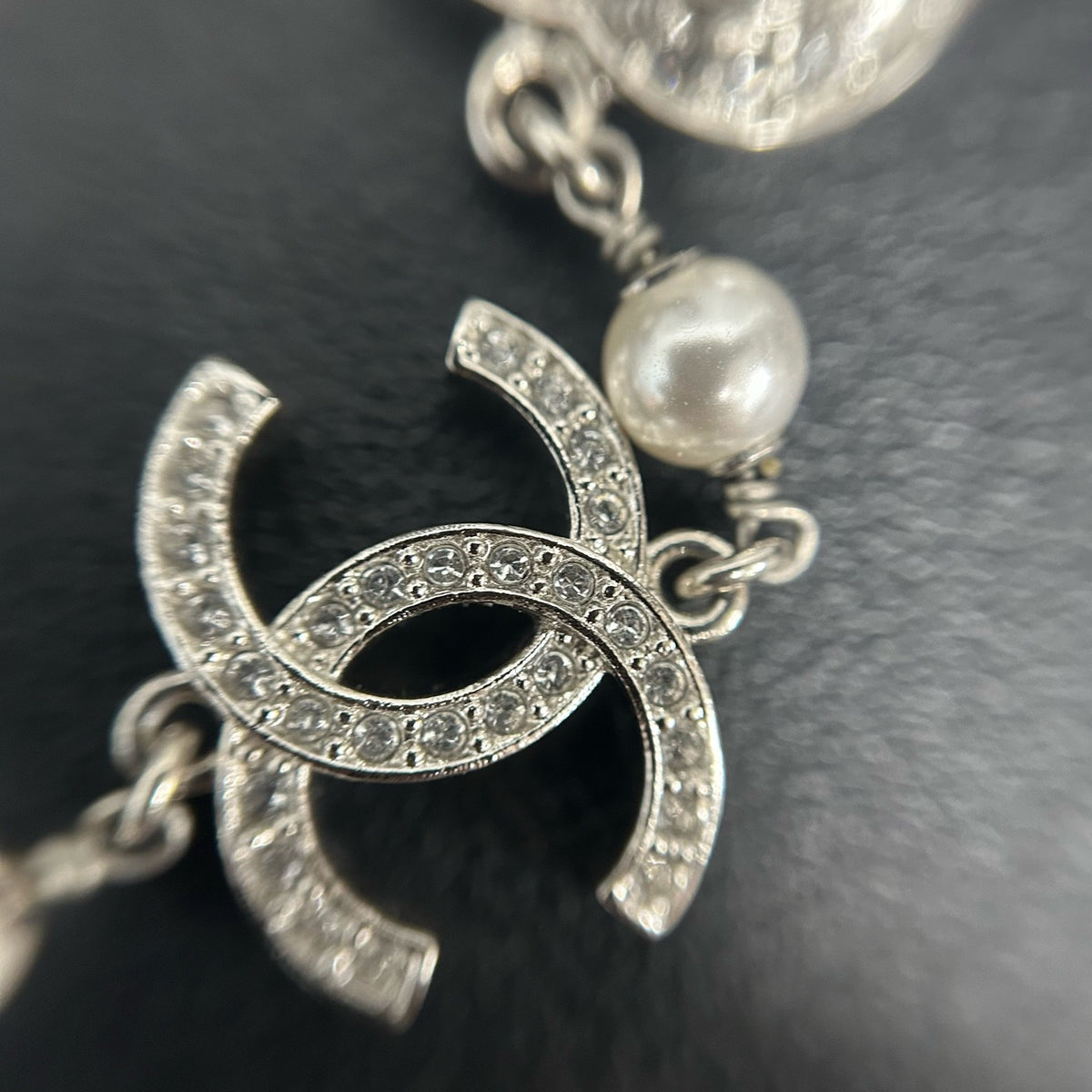 Chanel - Other - Silver-tone metal with faux pearls and crystal accents. - Silver