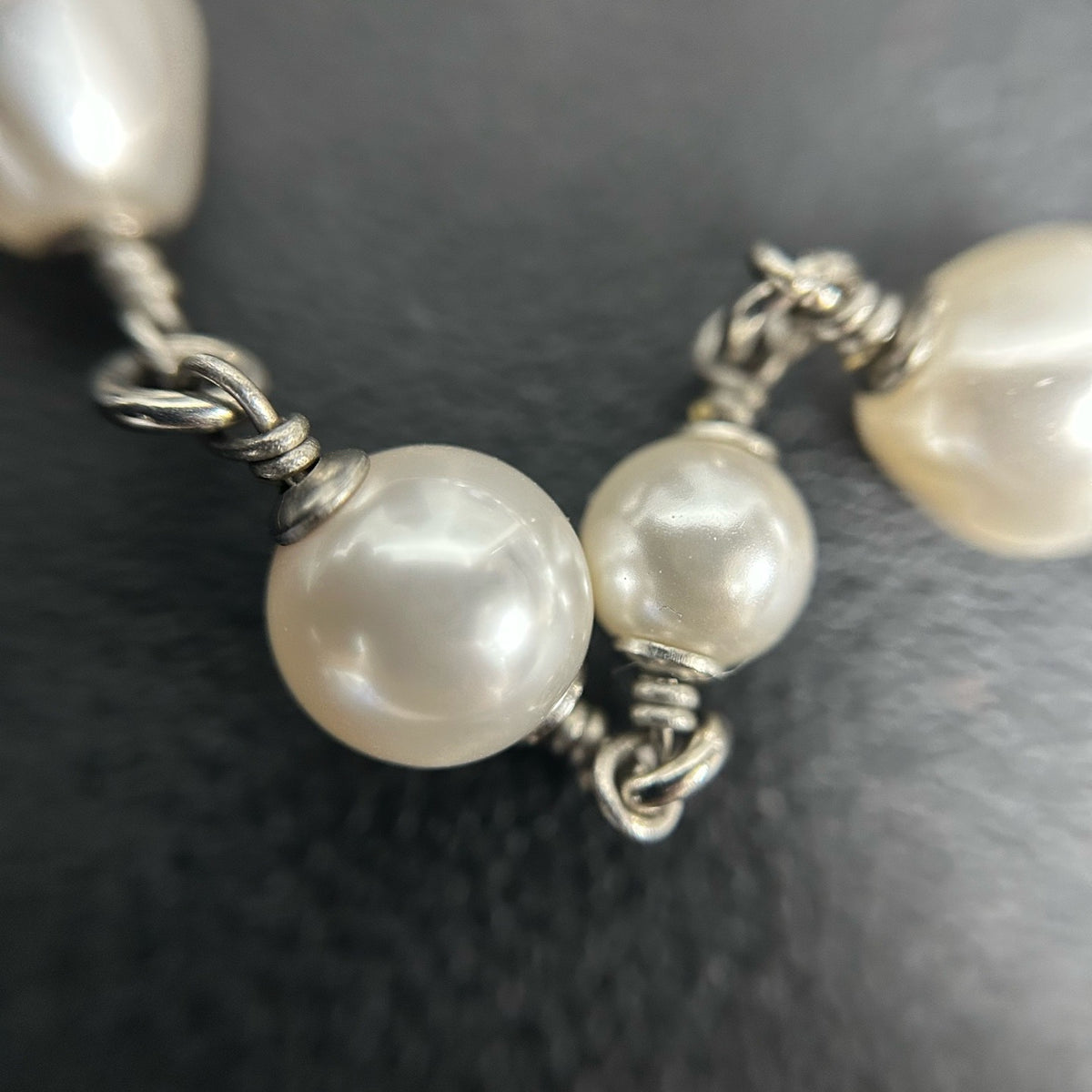 Chanel - Other - Silver-tone metal with faux pearls and crystal accents. - Silver