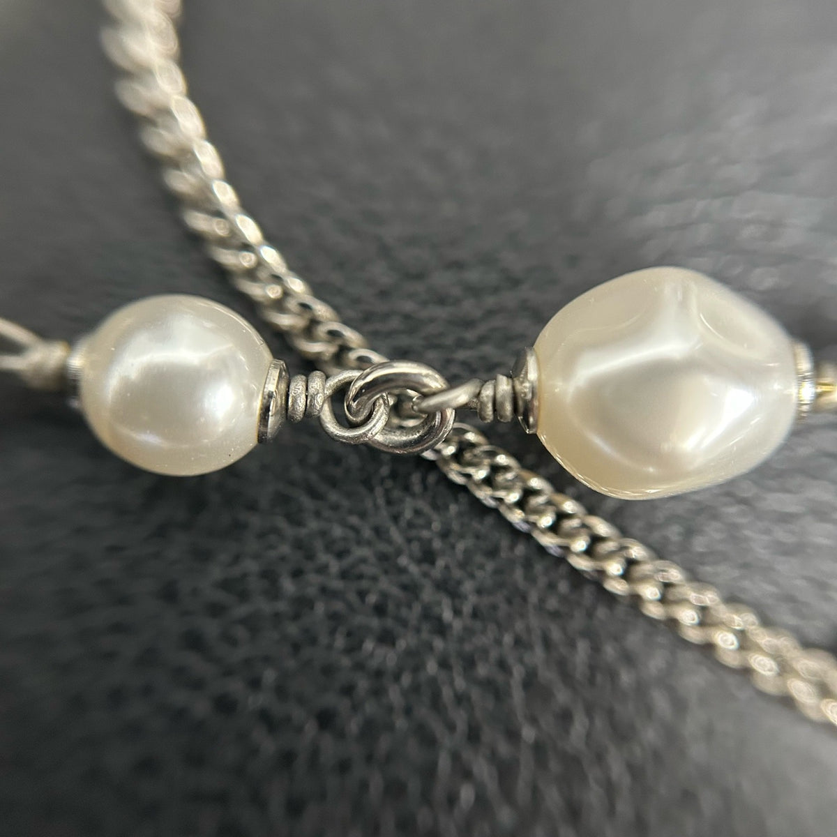 Chanel - Other - Silver-tone metal with faux pearls and crystal accents. - Silver