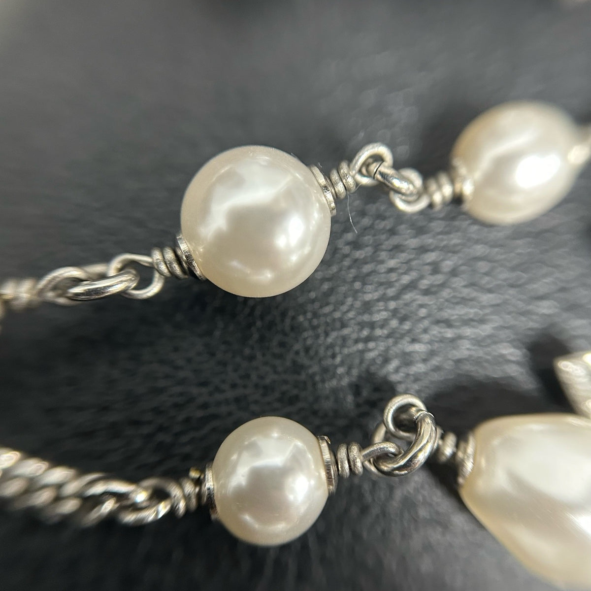 Chanel - Other - Silver-tone metal with faux pearls and crystal accents. - Silver