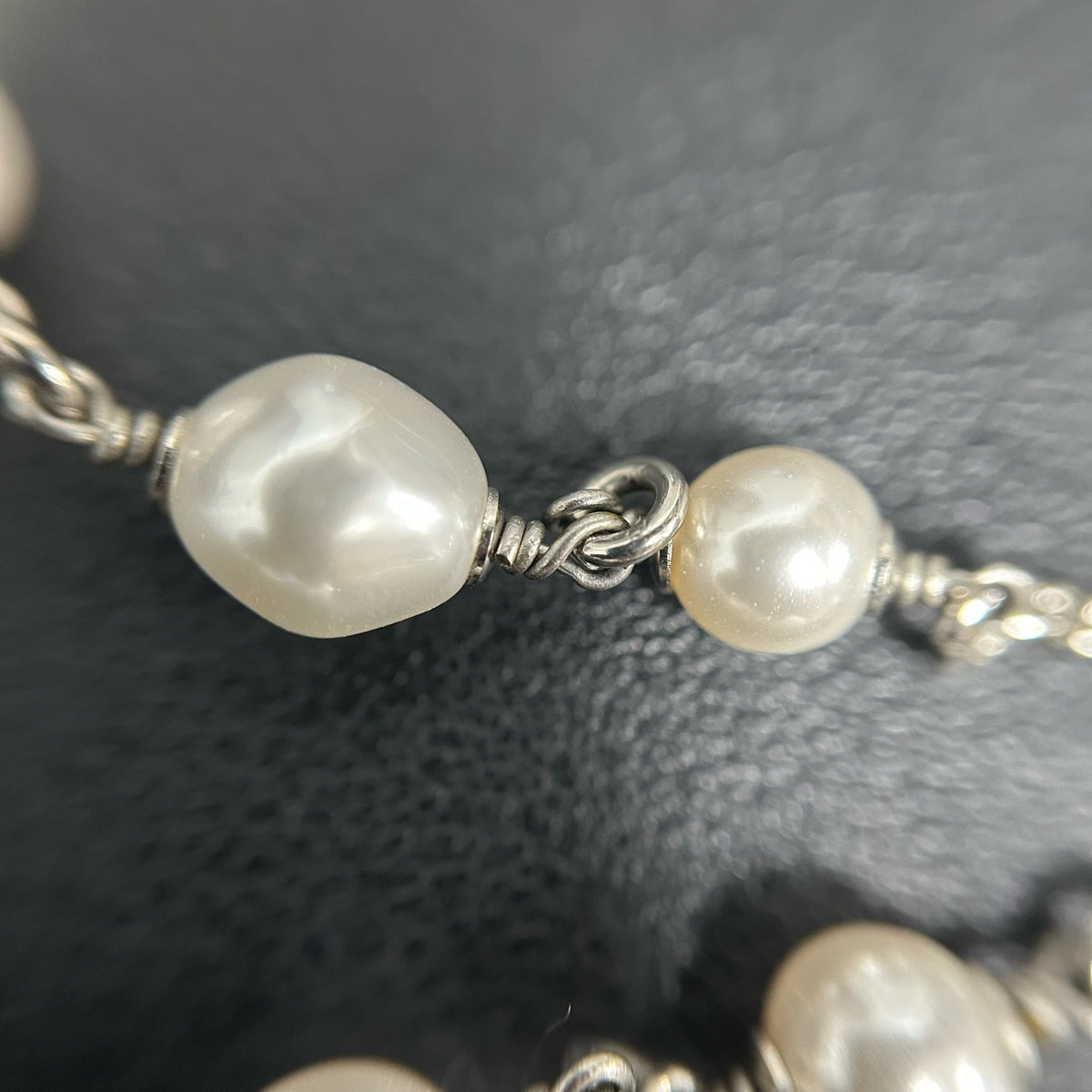 Chanel - Other - Silver-tone metal with faux pearls and crystal accents. - Silver