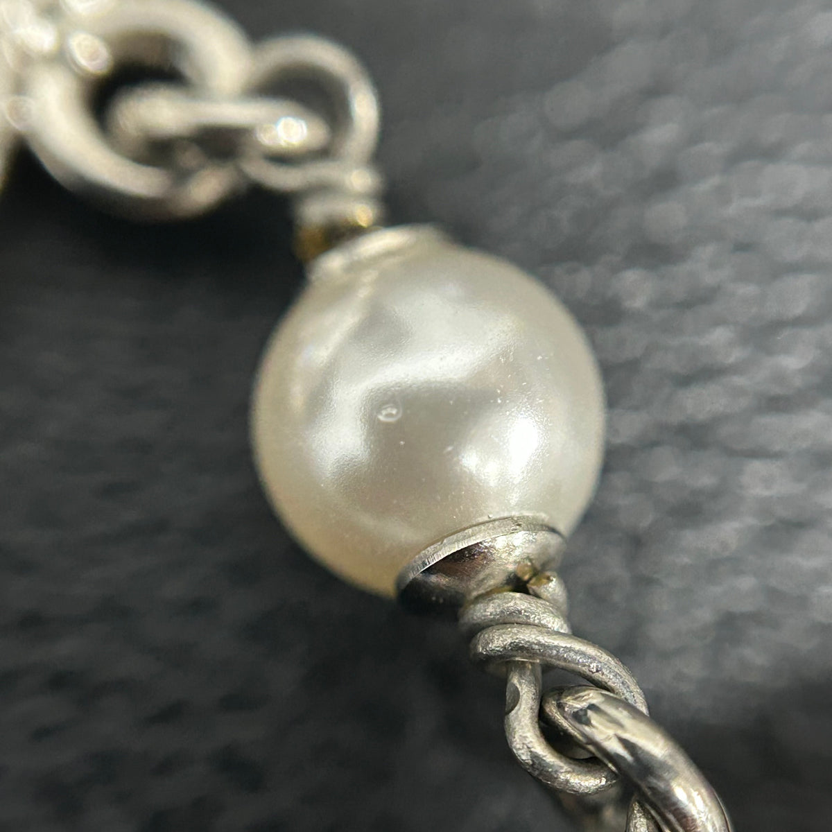 Chanel - Other - Silver-tone metal with faux pearls and crystal accents. - Silver