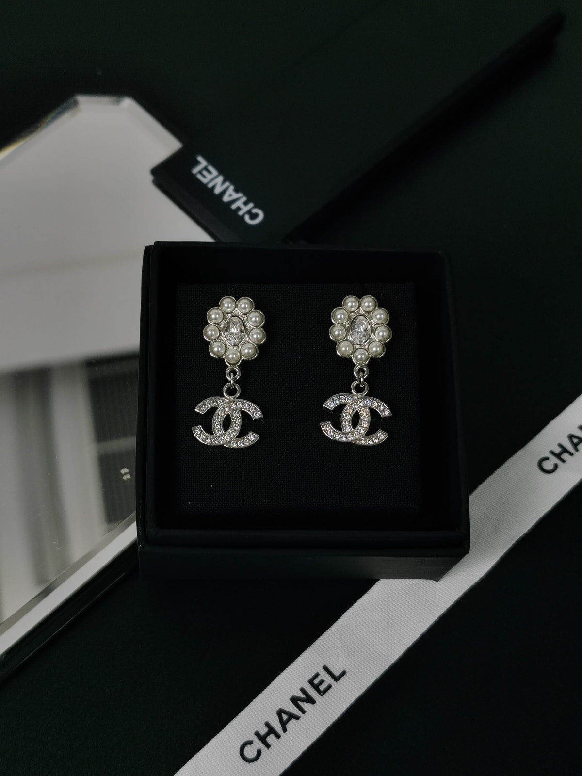 Chanel - Other - Silver-tone metal with glass crystal rhinestones and imitation pearls. - Silver