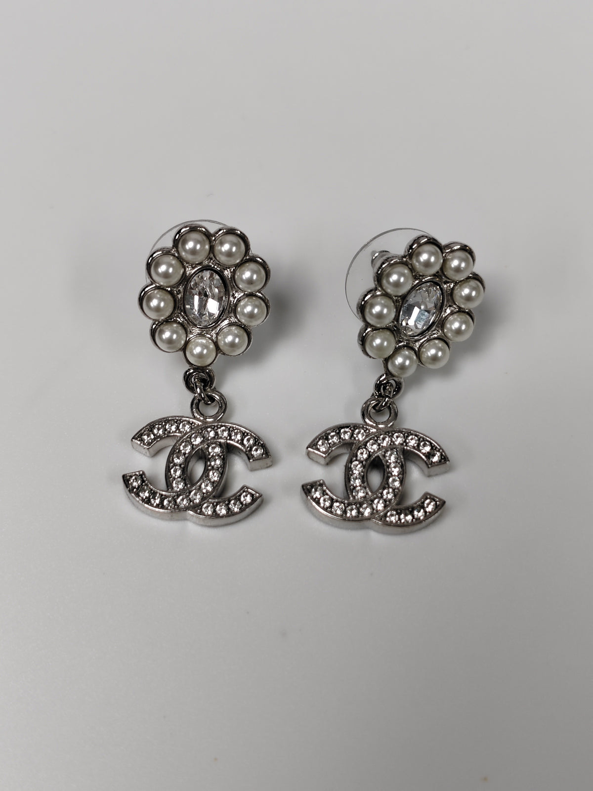 Chanel - Other - Silver-tone metal with glass crystal rhinestones and imitation pearls. - Silver
