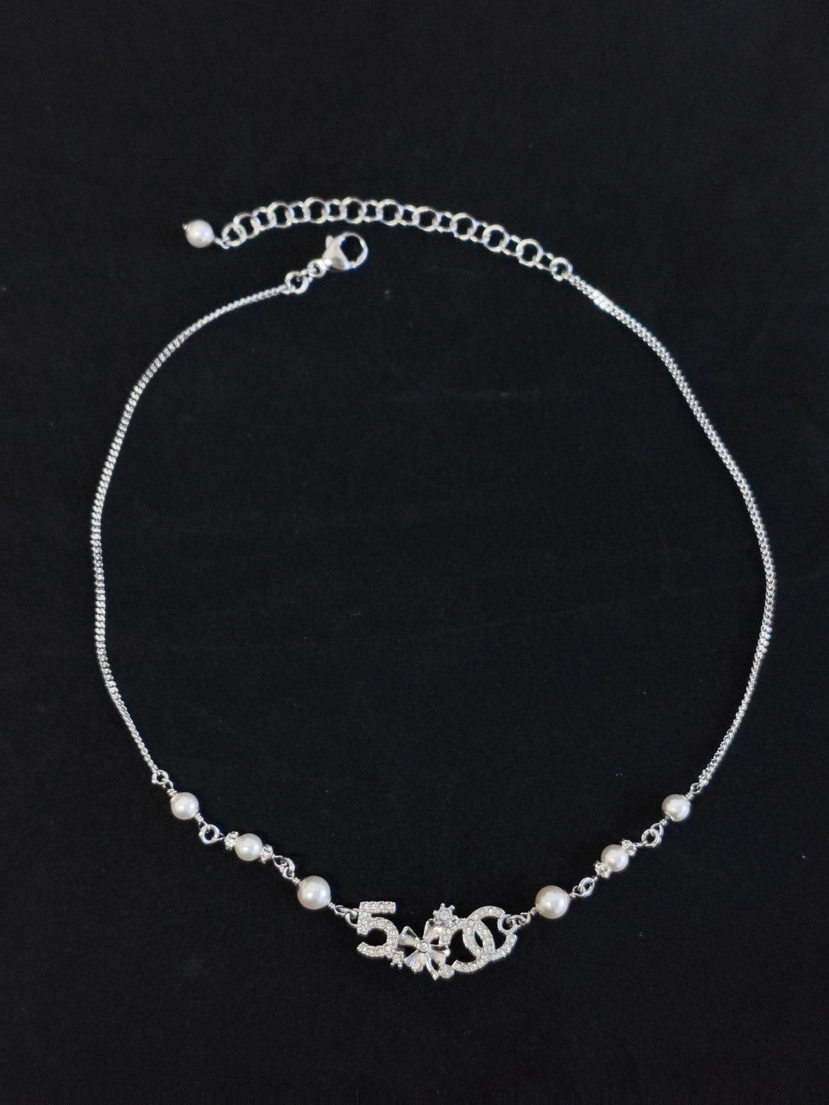 Chanel - Other - Silver-tone metal with glass rhinestones and imitation pearls - Silver