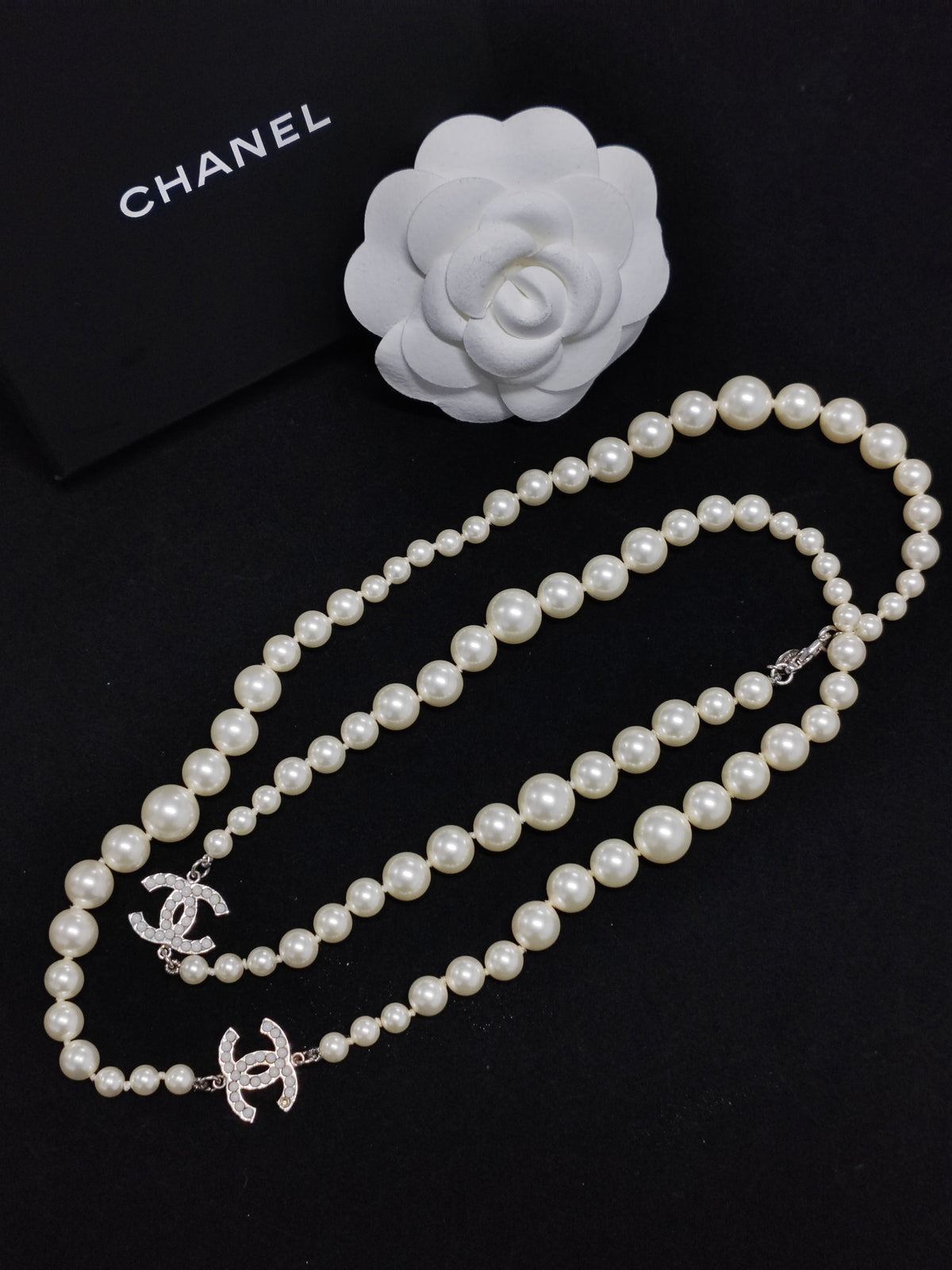 Chanel - Other - Silver-tone metal with imitation pearls and pale cabochon details; exact metal composition is unknown. - White