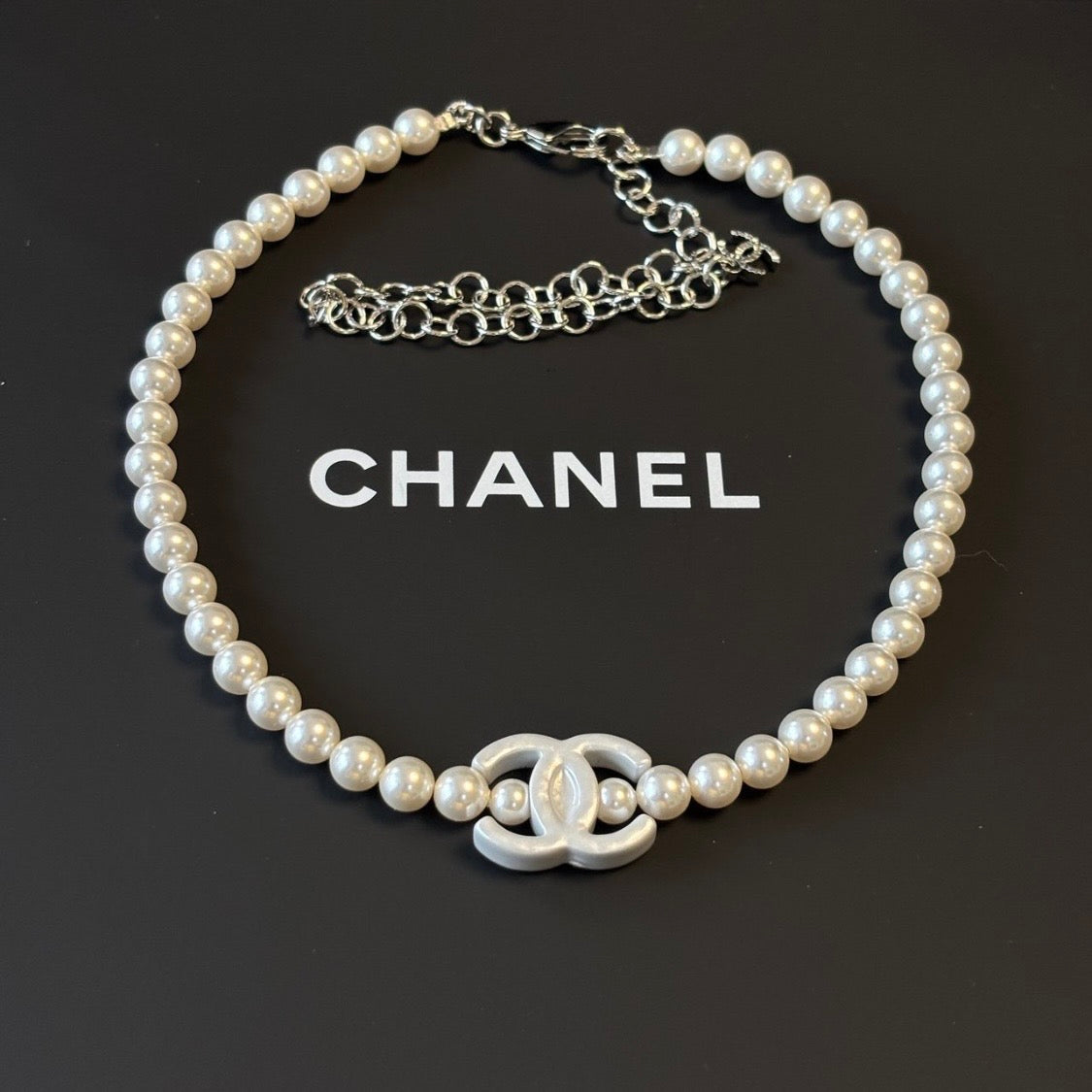 Chanel - Other - Silver-tone metal with imitation pearls; exact composition is unconfirmed. - White - (30 cm + 10 cm)