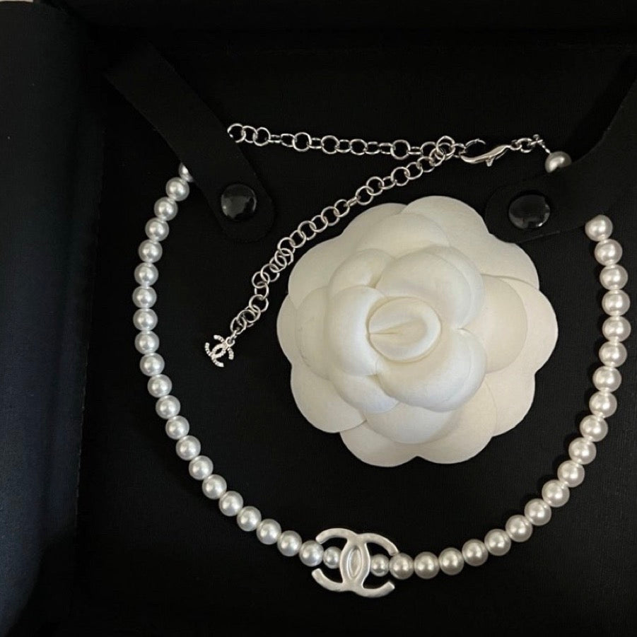 Chanel - Other - Silver-tone metal with imitation pearls; exact composition is unconfirmed. - White - (30 cm + 10 cm)