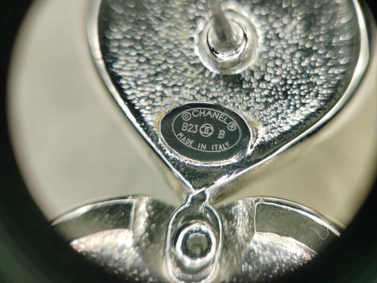 Chanel - Other - Silver-tone metal with pearl-style heart inlays and rhinestone embellishments. - Silver