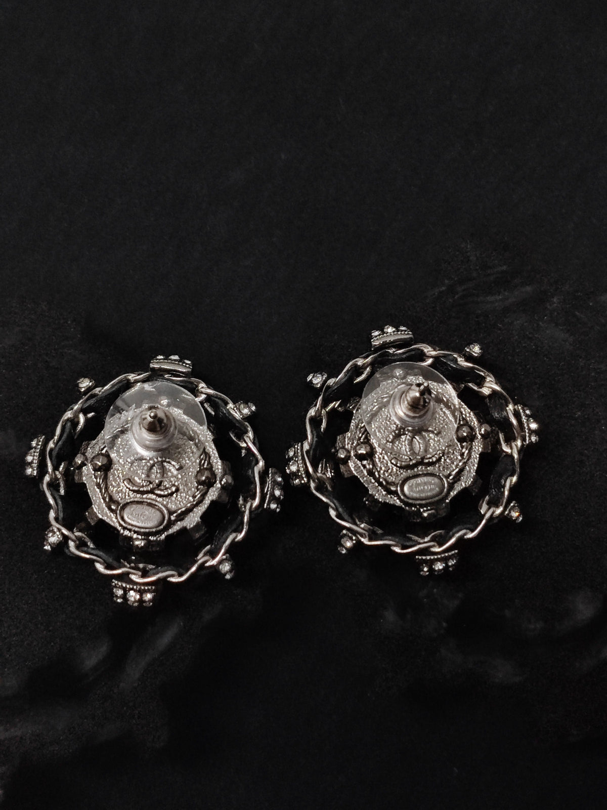 Chanel - Other - Silver-tone metal with rhinestone embellishment and a pearlescent-effect center. - Silver
