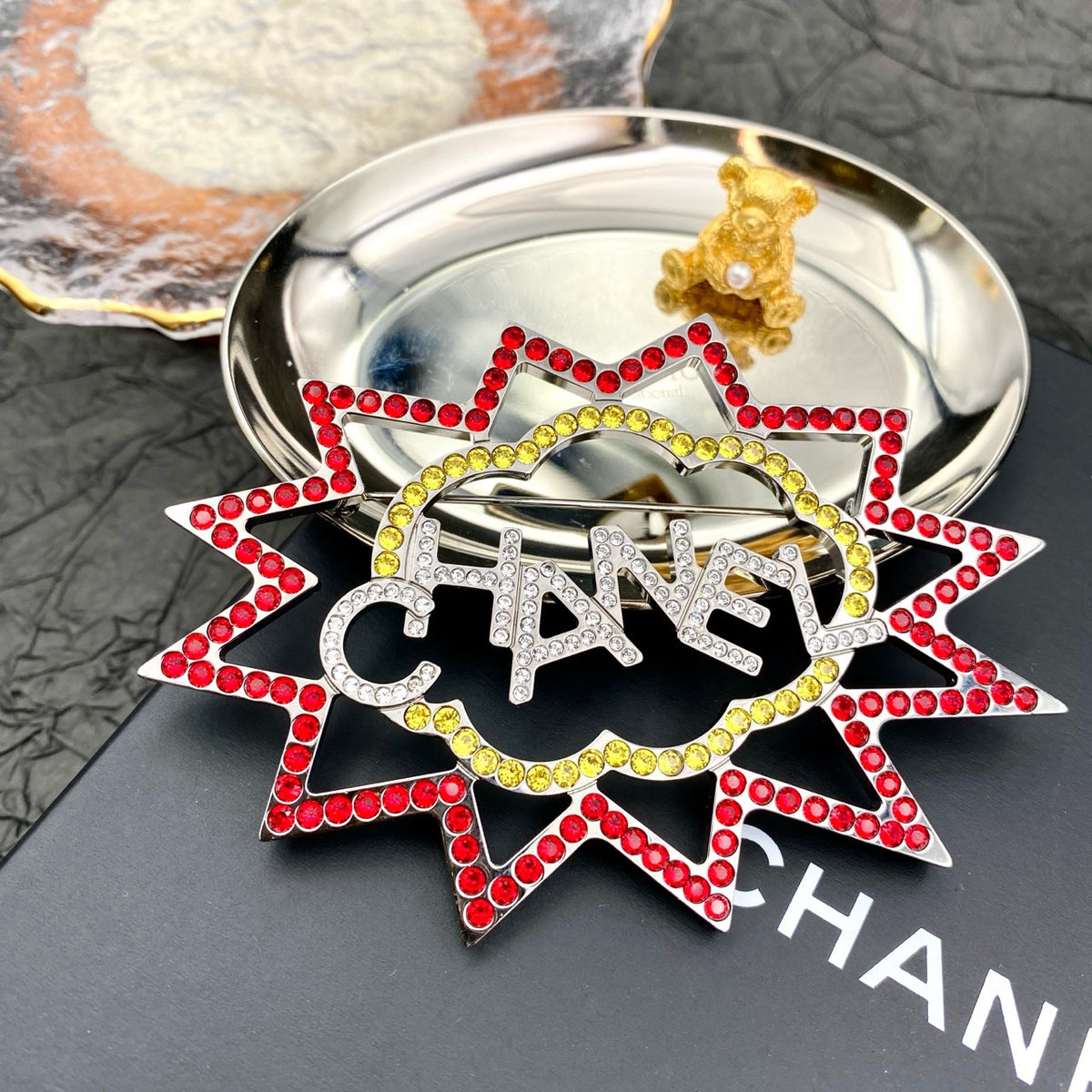 Chanel - Other - Silver-tone metal with rhinestone embellishments. - Multicolour