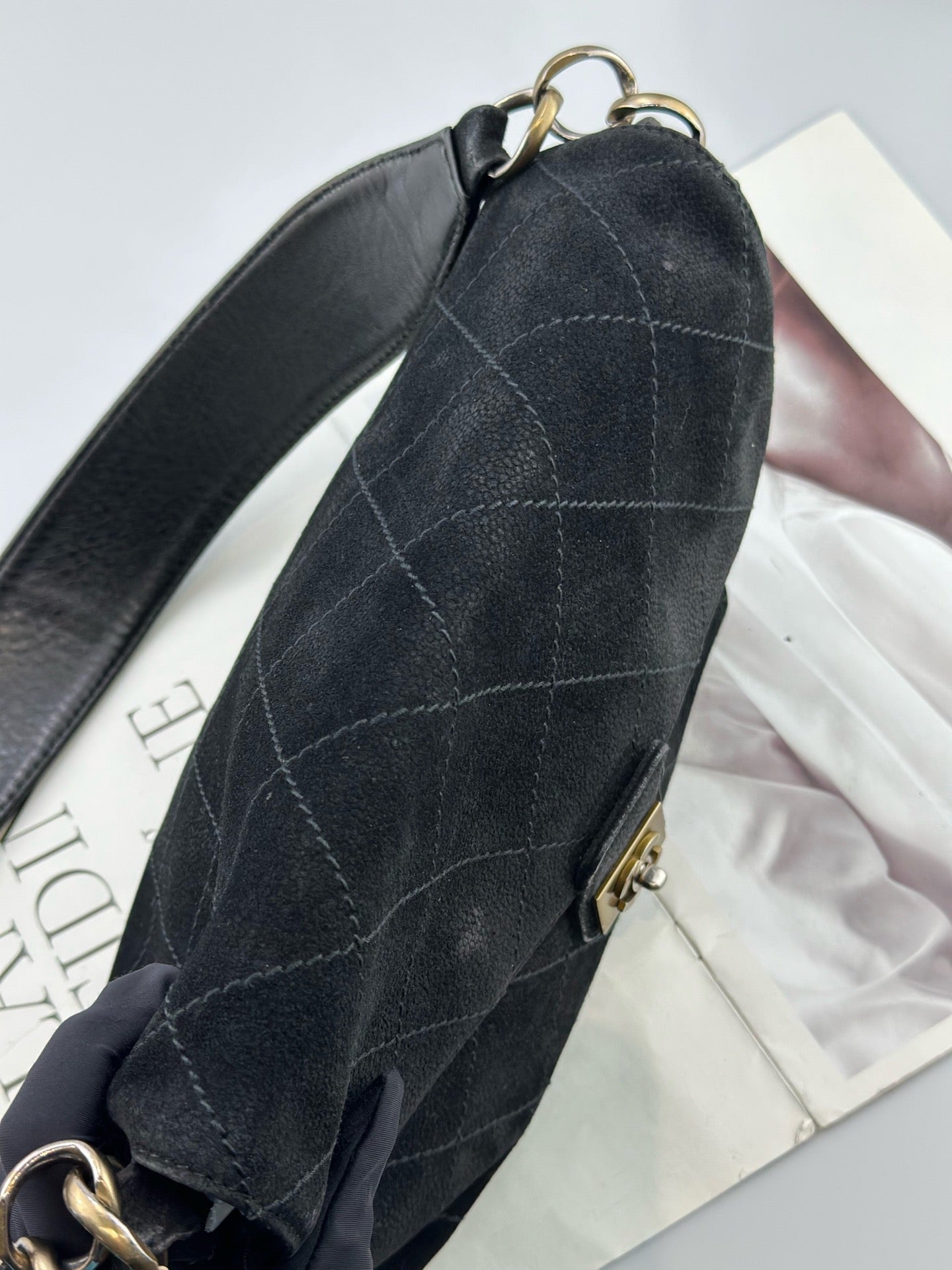 Chanel - Other - Suede - Black with Gold-Tone Hardware - (small)
